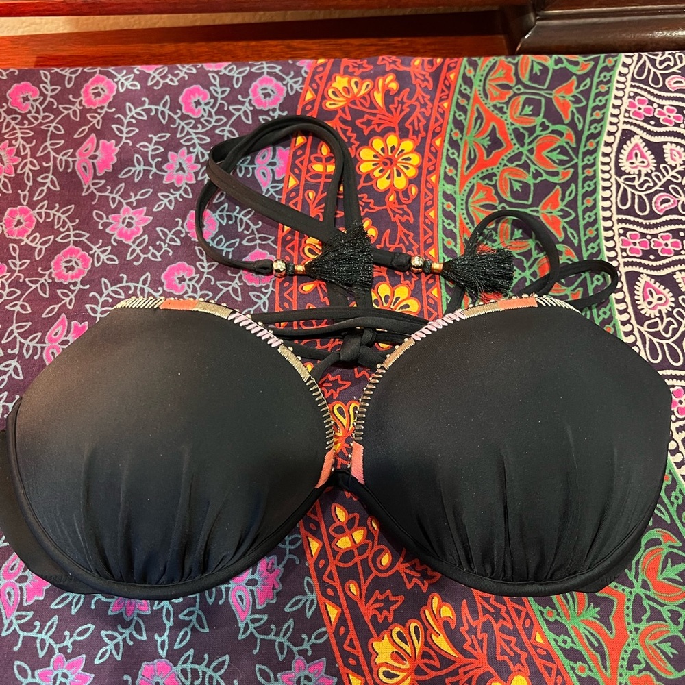 Victoria Secret Black Strappy Bikini Top